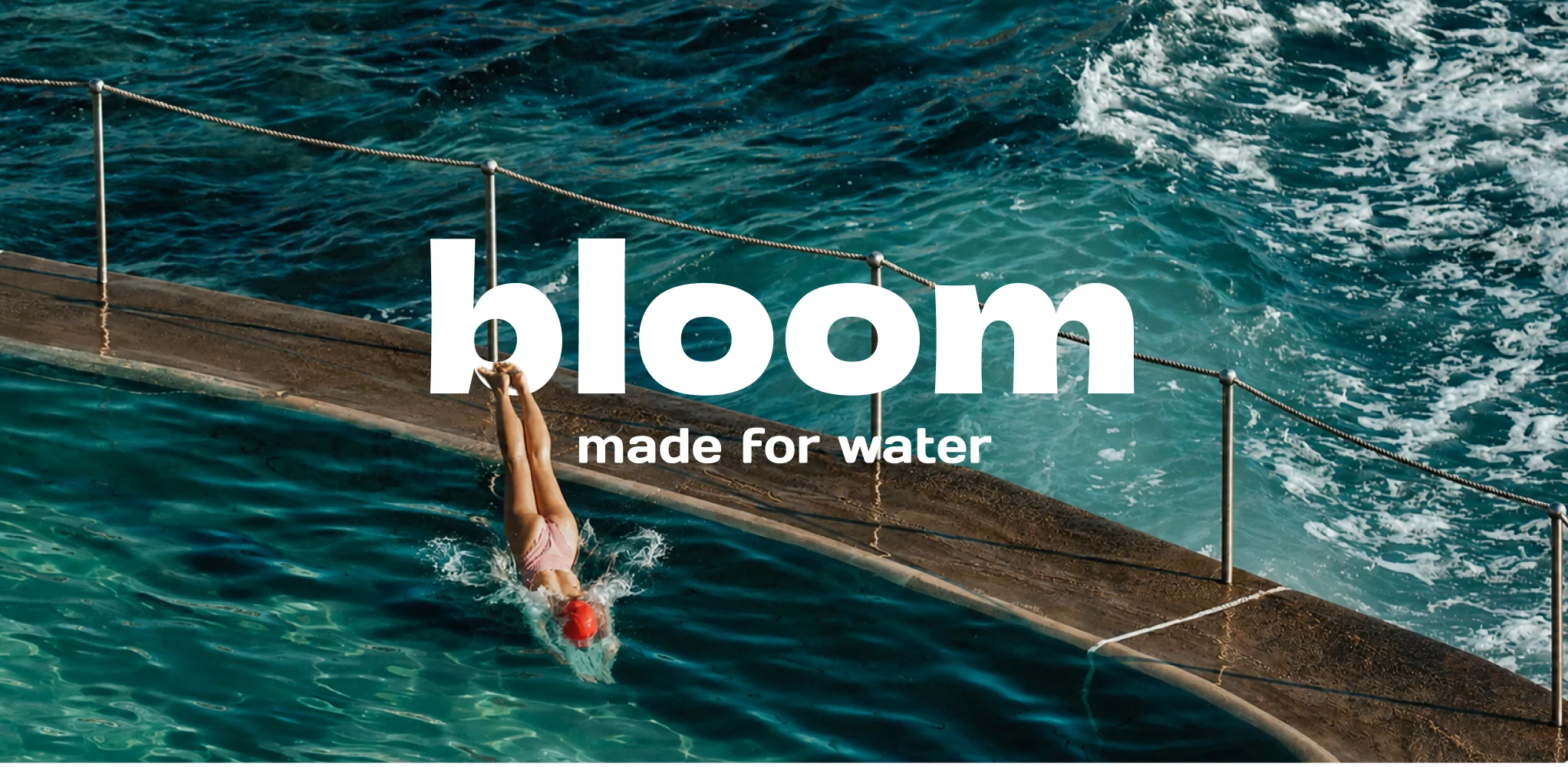 Bloom made for water identity over an ocean swimming scene