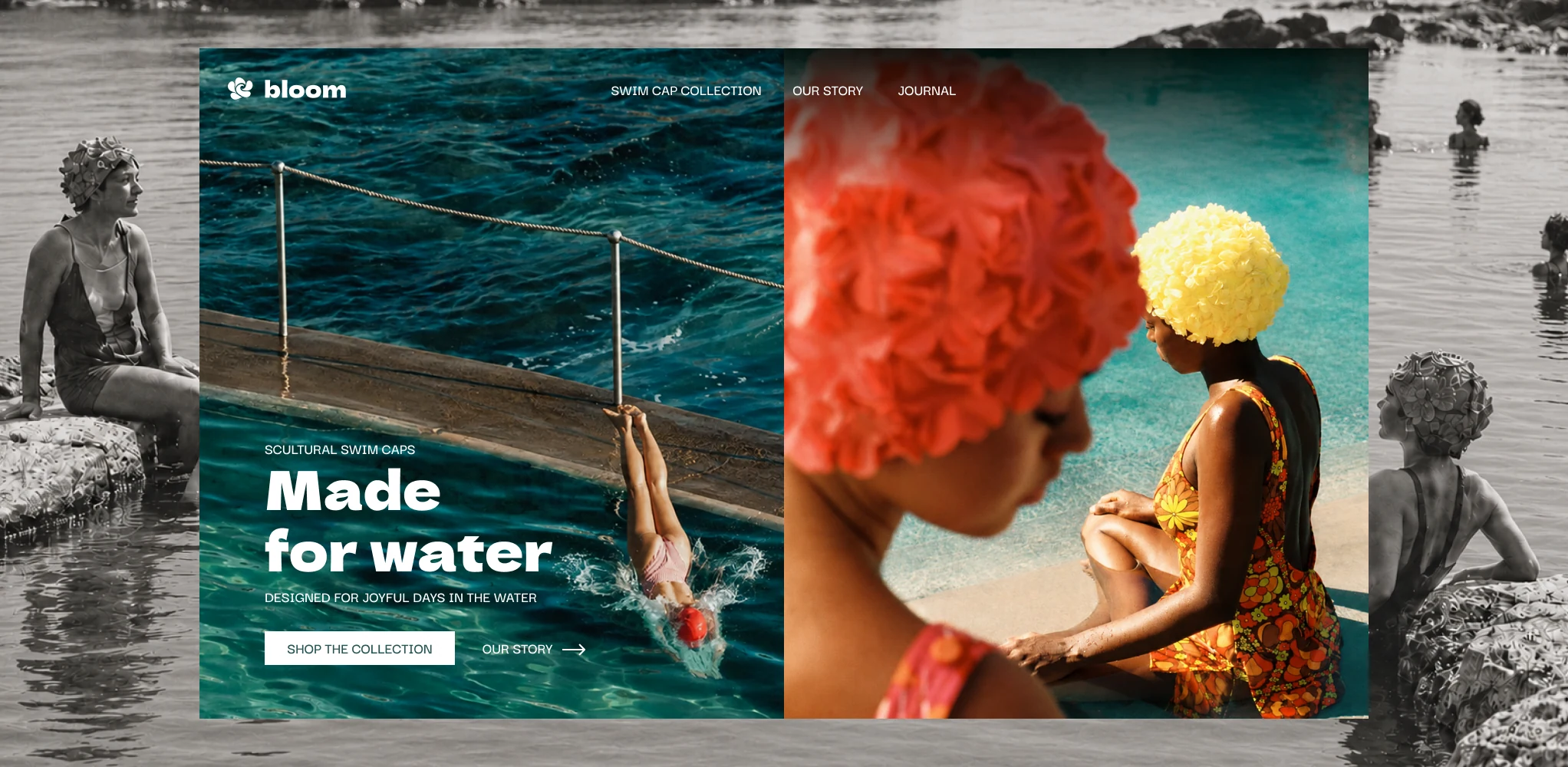 Bloom website design and Made for water headline
