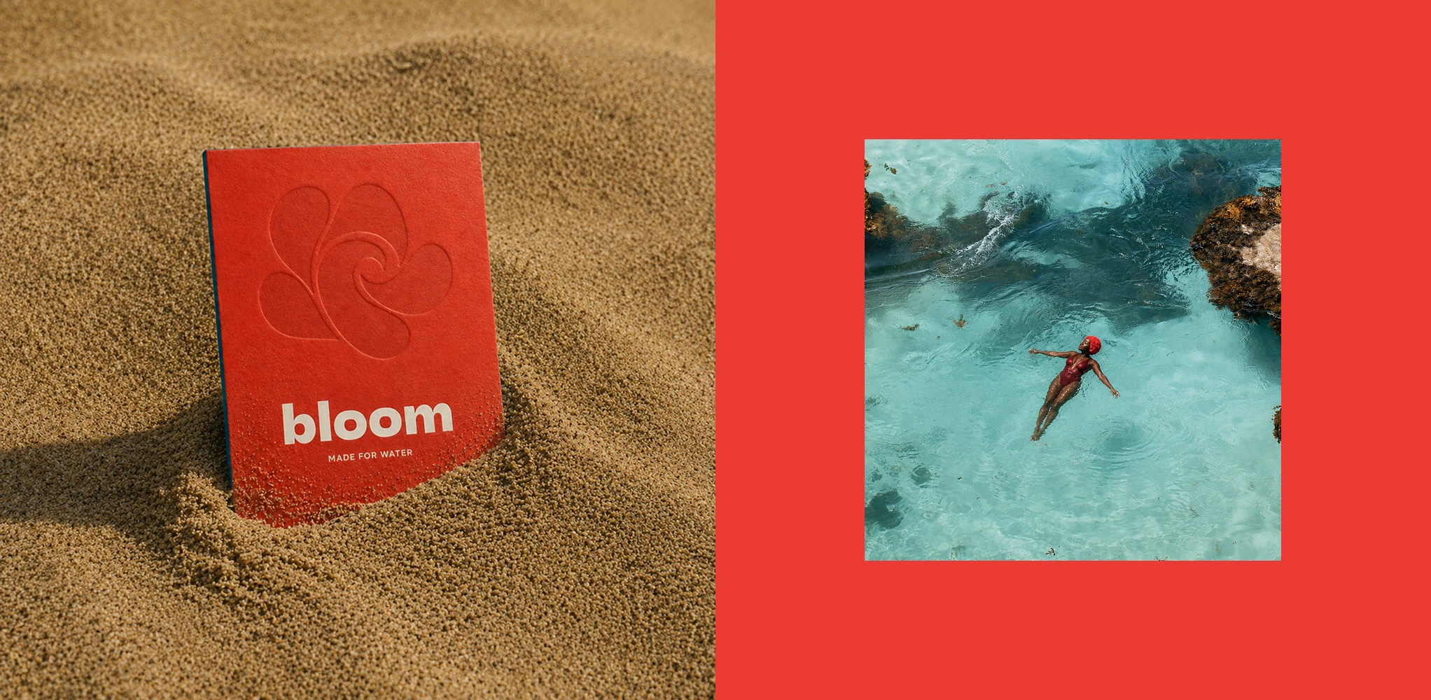 Red Bloom packaging and ocean campaign imagery