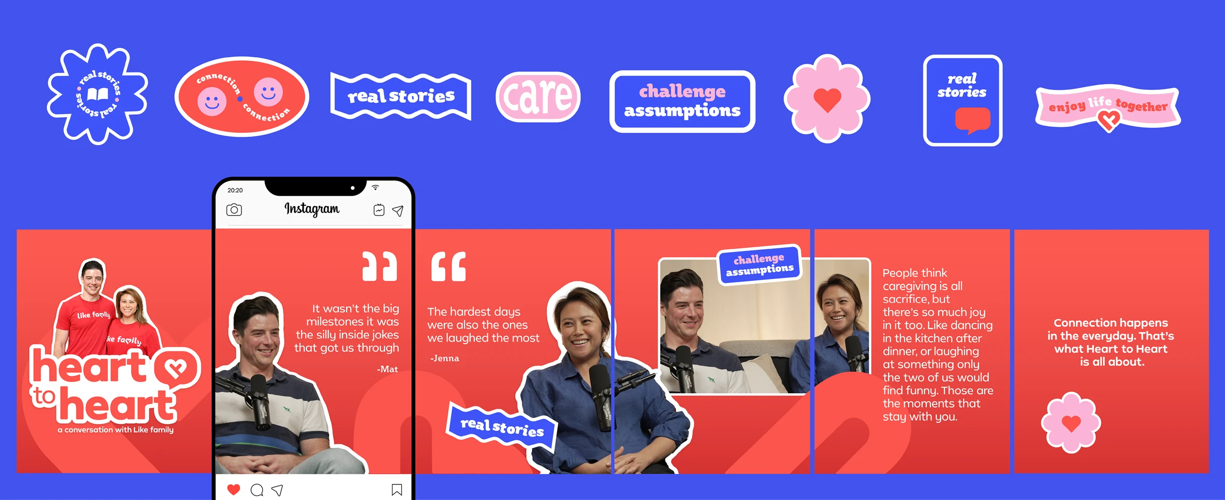 Heart to Heart stickers and social templates