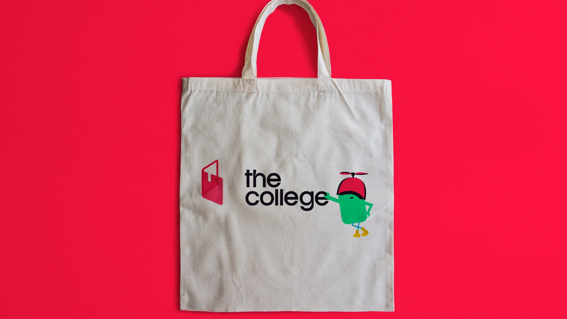 Campaign character applied to a learning programme tote bag