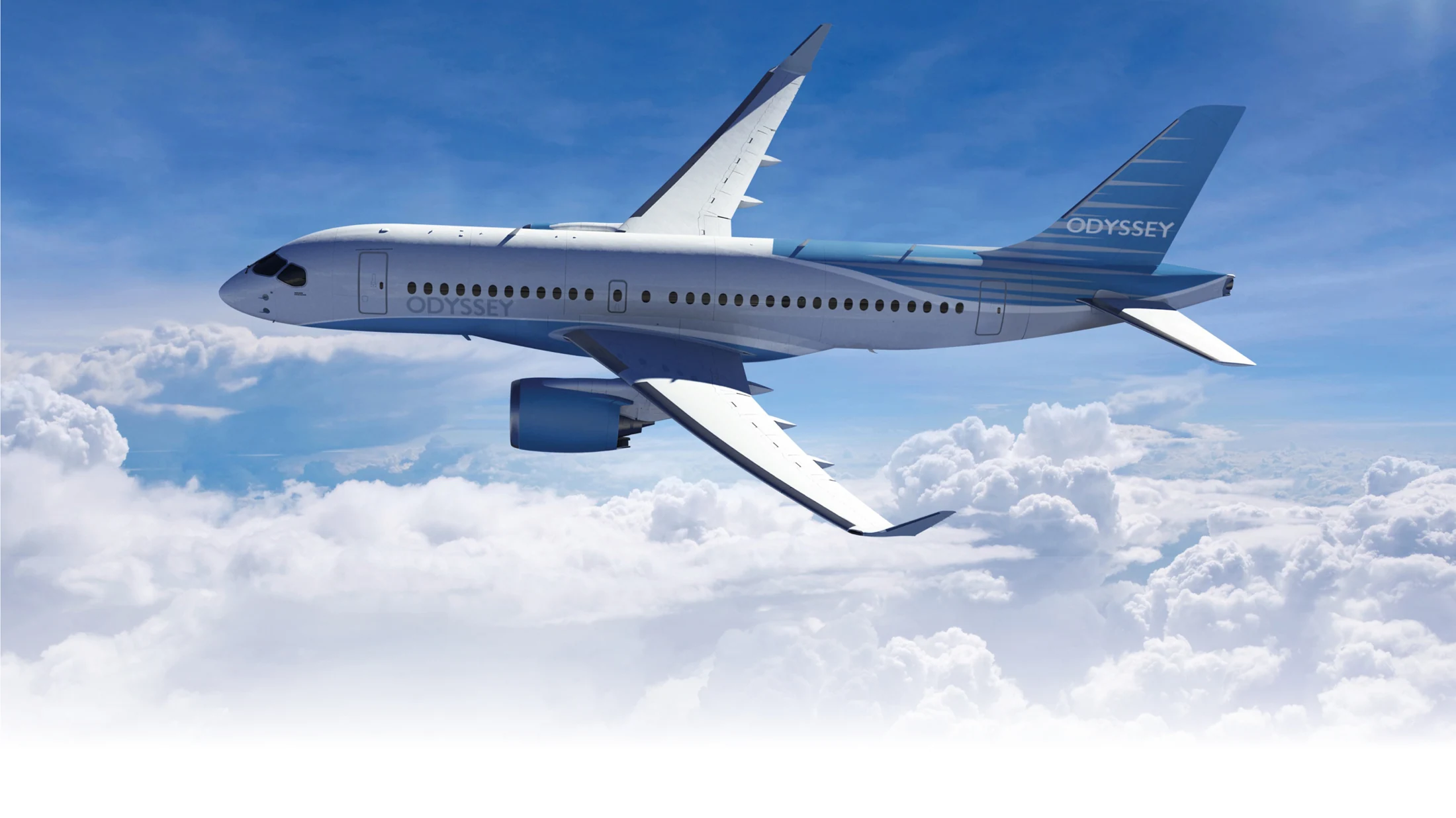 Odyssey aircraft livery visualisation above the clouds