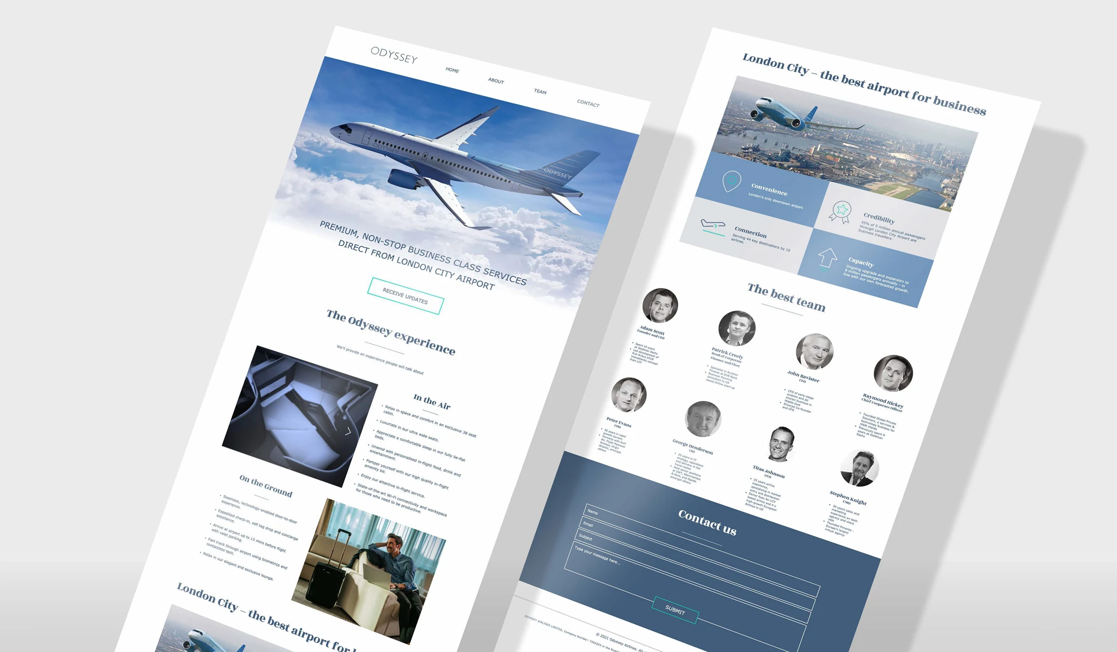 Odyssey website page layouts