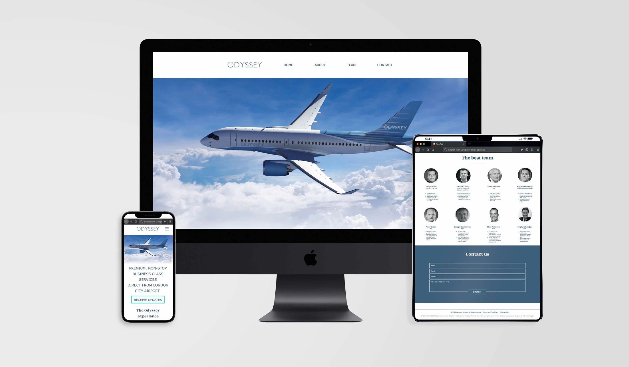 Odyssey website across desktop, tablet and mobile