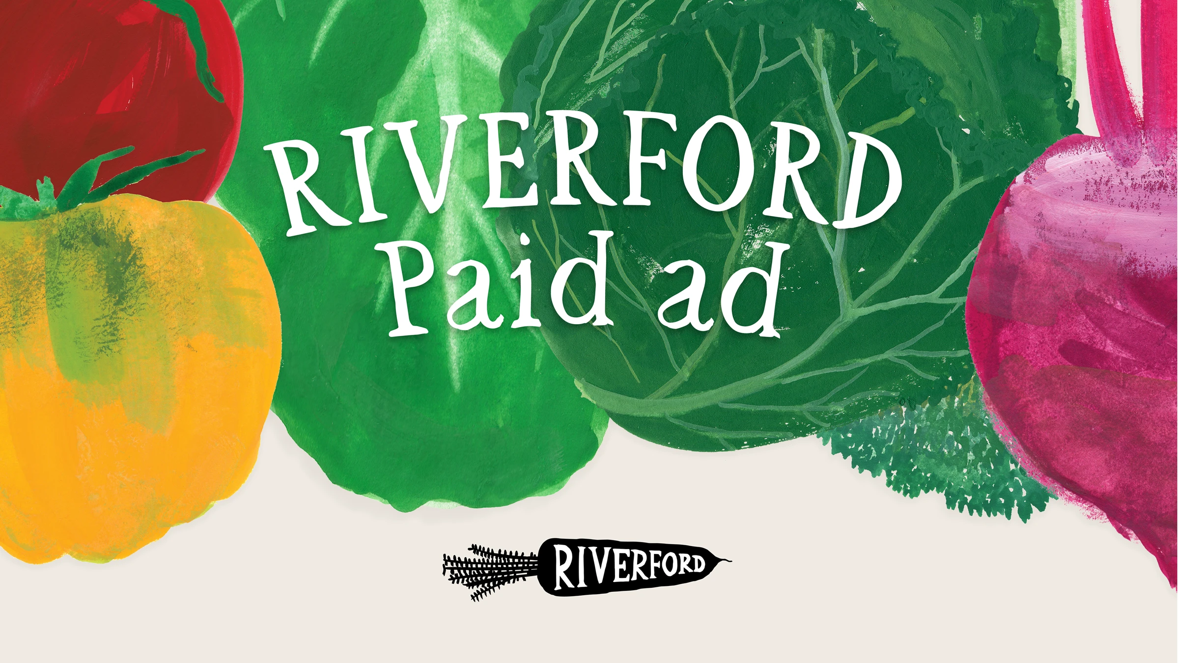 Riverford campaign with colourful vegetable illustrations