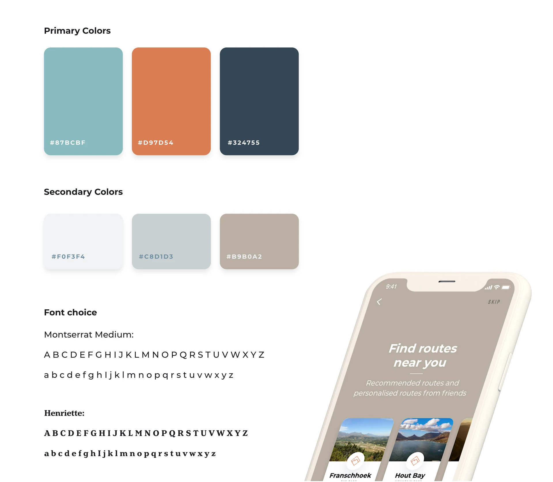 The Drop colour palette and interface typography
