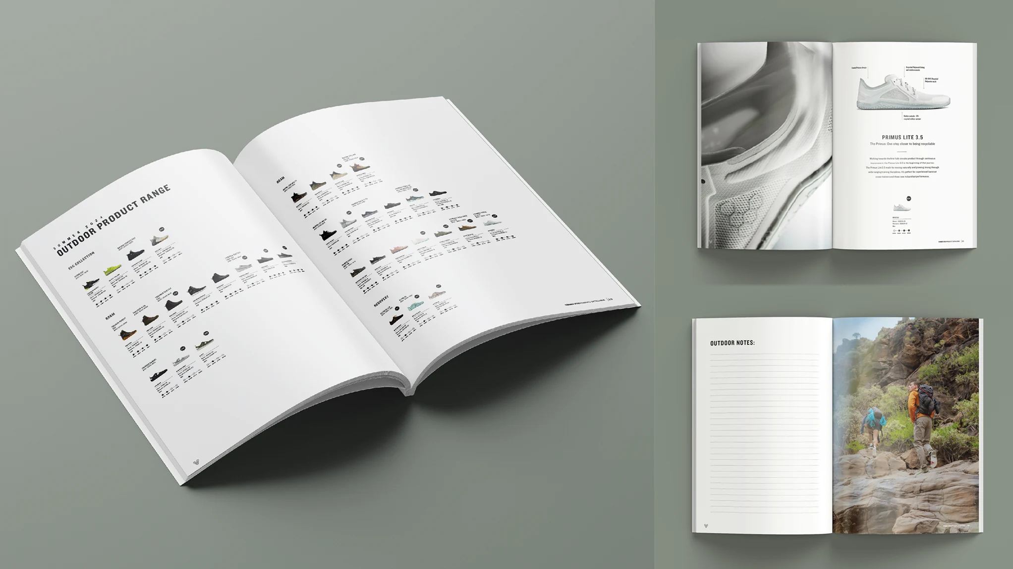 Catalogue product tables and editorial spreads