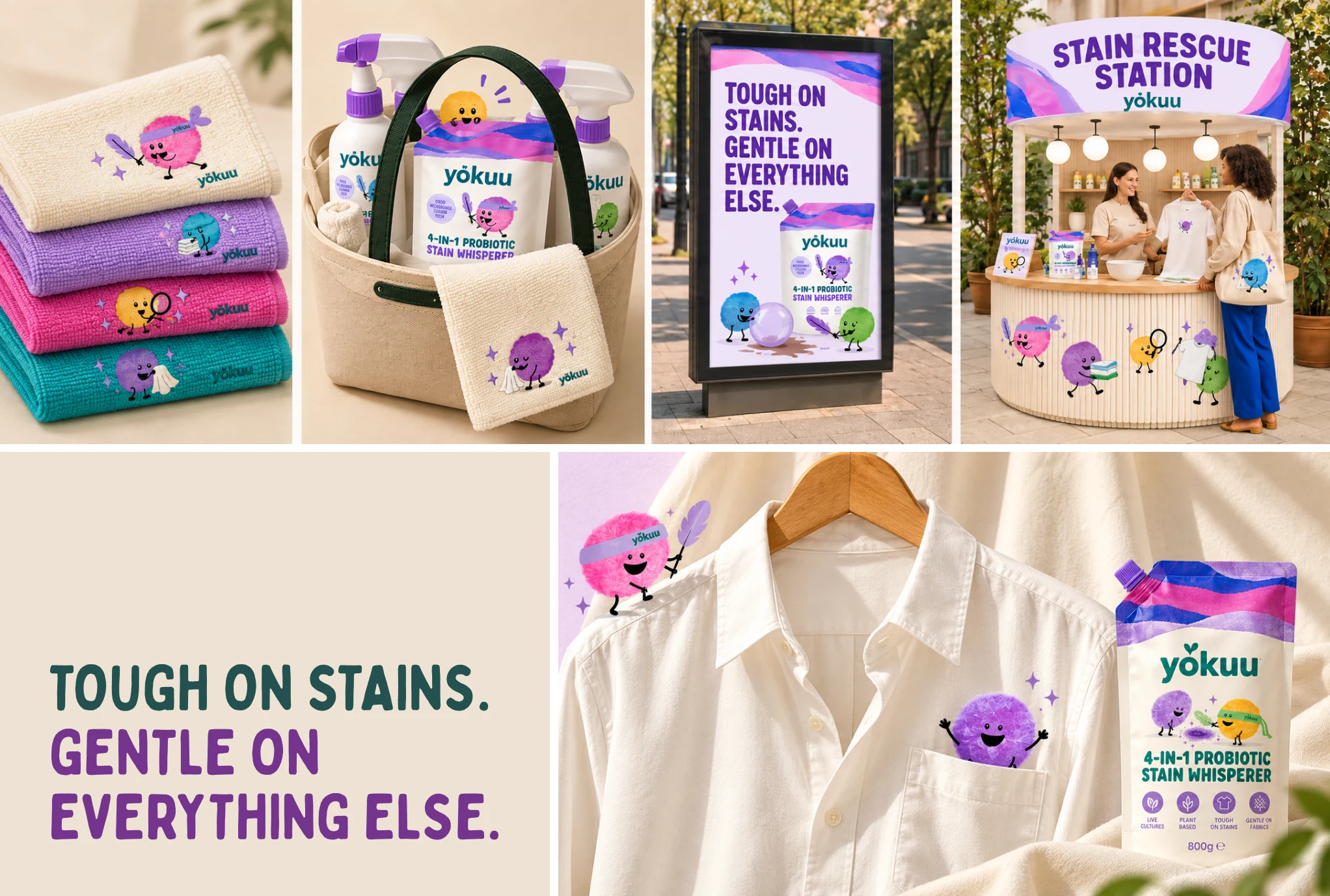 Campaign applications across packaging, merchandise and a stain rescue activation